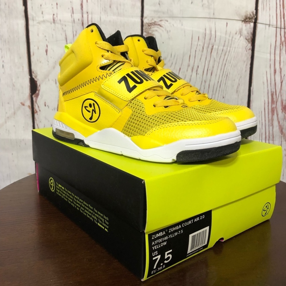 Zumba Zumba Court Air 2.0 Yellow High-Top Sneakers 7.5 nib perfect for Dancing